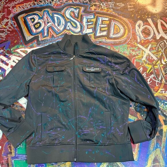 Custom Badseed Splatter Paint zip Jacket - Size XL - One-of-a-Kind Made In-House - Picture 1 of 7